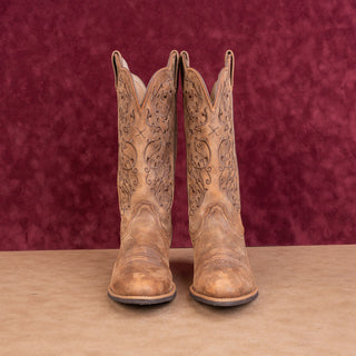 Twisted X Women Fancy Stitched Western Cowboy Brown Leather Festival Boots sz 6