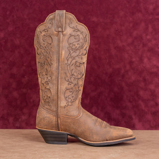 Twisted X Women Fancy Stitched Western Cowboy Brown Leather Festival Boots sz 6