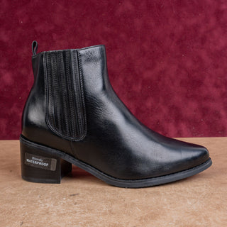 Blondo Women Elvina Waterproof Black Leather Western Chelsea Ankle Boots sz 7.5
