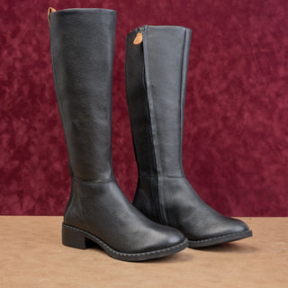 Gentle Soul Women Around Black Leather Classic Riding Zip Tall Boots 6US EUR36
