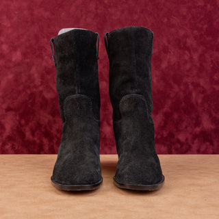 Larroude Women Barb Western Flat Black Suede Slip-on Fashion Boots sz 8.5