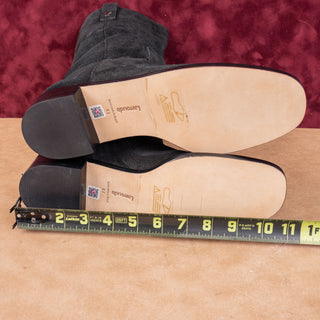 Larroude Women Barb Western Flat Black Suede Slip-on Fashion Boots sz 8.5