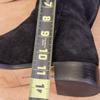 Larroude Women Barb Western Flat Black Suede Slip-on Fashion Boots sz 8.5