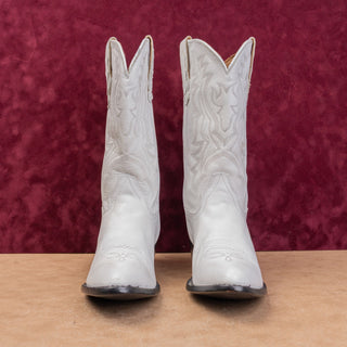 Shyanne Women Blanca White Leather Wedding Cowboy Western Mid Boots sz 11