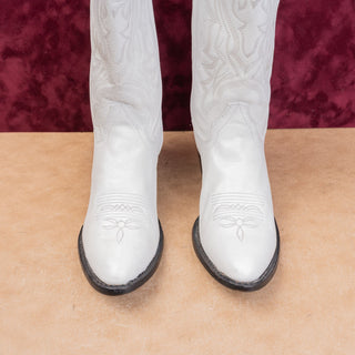 Shyanne Women Blanca White Leather Wedding Cowboy Western Mid Boots sz 11