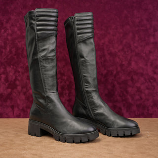 Ron White Women Konnie Black Leather Moto Festival Knee Boots sz 9.5US EUR40