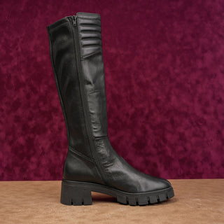 Ron White Women Konnie Black Leather Moto Festival Knee Boots sz 9.5US EUR40