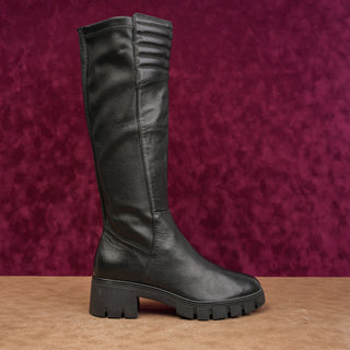 Ron White Women Konnie Black Leather Moto Festival Knee Boots sz 9.5US EUR40