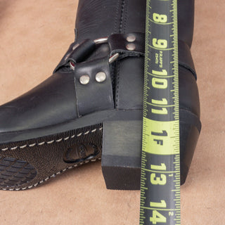 Frye Women Harness 12R Black Moto Biker Leather Mid Calf Boots 7M