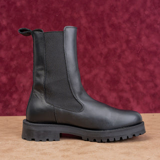 & Other Stories Women Chunky Black Leather Slip-on Ankle Chelsea Boots 8US EUR39