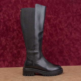 Dune London Wmn Tagu Black Leather Lug Stretch Zip Fashion Boots sz 5US EUR36