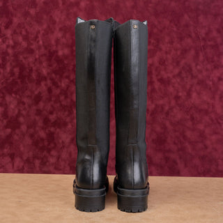 Dune London Wmn Tagu Black Leather Lug Stretch Zip Fashion Boots sz 5US EUR36