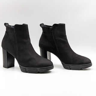 Paul Green Women Half Dressy Office Black Suede Heeled Boots 10US 7.5Austrian
