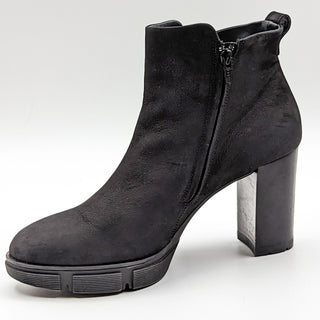 Paul Green Women Half Dressy Office Black Suede Heeled Boots 10US 7.5Austrian