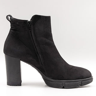 Paul Green Women Half Dressy Office Black Suede Heeled Boots 10US 7.5Austrian