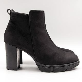 Paul Green Women Half Dressy Office Black Suede Heeled Boots 10US 7.5Austrian