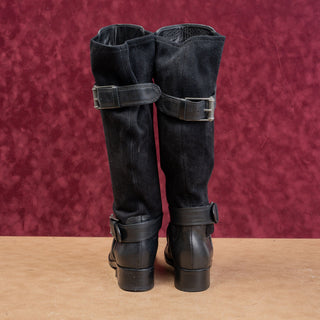 Cole Haan Women Vintage Y2K Black Leather Classic Riding Buckle Knee Boots sz 7