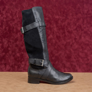 Cole Haan Women Vintage Y2K Black Leather Classic Riding Buckle Knee Boots sz 7