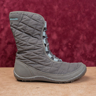 Columbia Women Crystal Grey Leather Fabric Lace-up Winter Boots sz 9