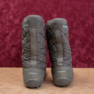 Columbia Women Crystal Grey Leather Fabric Lace-up Winter Boots sz 9