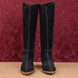 Free People Women Slouch Black Suede Flex Western Cowboy Knee Boots size 7.5