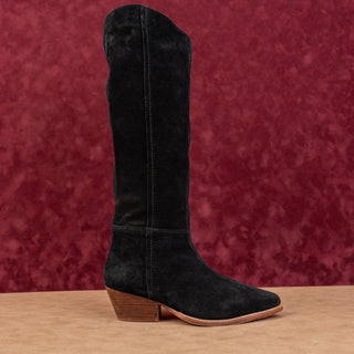 Free People Women Slouch Black Suede Flex Western Cowboy Knee Boots size 7.5