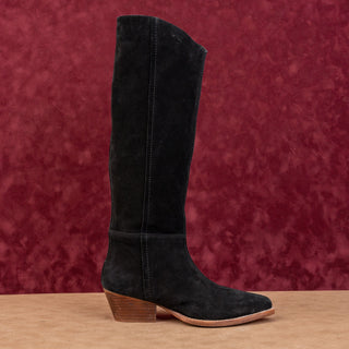 Free People Women Slouch Black Suede Flex Western Cowboy Knee Boots size 7.5