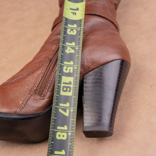 Steve Madden Women Brown Leather Slouch Fashion Party Heel Knee Boots sz 7