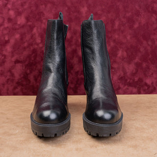 Wonders Women Black Leather Slip-on Zip Ankle Fashion Boots sz 10US EUR41