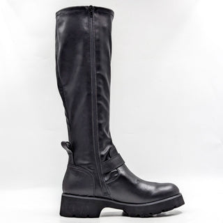 Blondo Women Verona Black Leather Fabric Moto Biker Waterproof Boots sz 11