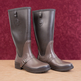 LL Bean Wellie Women Hound Brown Rubber Rain Wellie Knee Boots sz 8