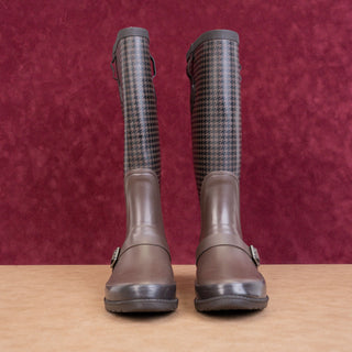 LL Bean Wellie Women Hound Brown Rubber Rain Wellie Knee Boots sz 8