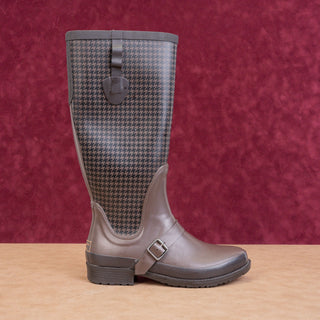 LL Bean Wellie Women Hound Brown Rubber Rain Wellie Knee Boots sz 8