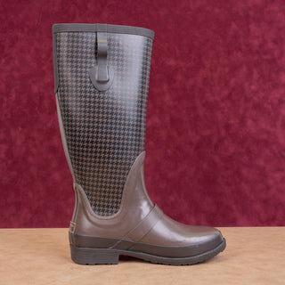LL Bean Wellie Women Hound Brown Rubber Rain Wellie Knee Boots sz 8