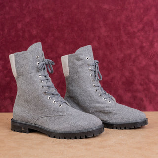 Lafayette 148 Women Finley Grey Wool Lug Warm Fashion Combat boots sz 8US EUR38