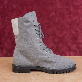 Lafayette 148 Women Finley Grey Wool Lug Warm Fashion Combat boots sz 8US EUR38