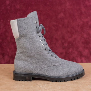 Lafayette 148 Women Finley Grey Wool Lug Warm Fashion Combat boots sz 8US EUR38