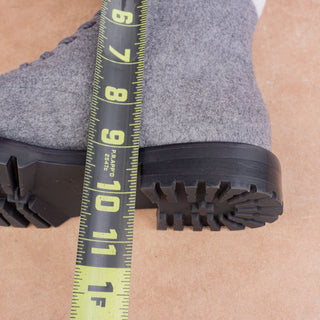 Lafayette 148 Women Finley Grey Wool Lug Warm Fashion Combat boots sz 8US EUR38
