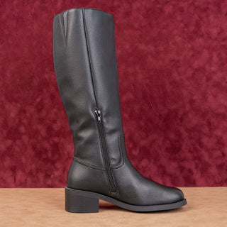 Seychelles Women Black Faux Leather Boho Cottage RIding Knee Boots sz 8.5