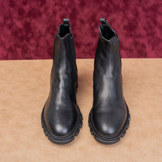 Michael Kors Women Ridley Black Leather Slip-on Lug Chelsea Ankle Boots sz 9.5