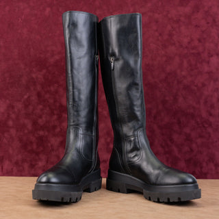 La Canadienne Women Boden 50mm Black Leather Riding Lug Boots sz 10US EUR40