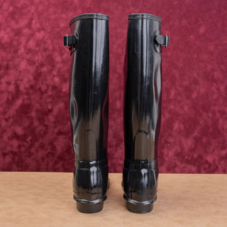 Hunter Wmn Original Tall Gloss Black Barn Farm Wellies Rubber Boots 9US EUR40