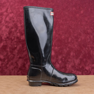 Hunter Wmn Original Tall Gloss Black Barn Farm Wellies Rubber Boots 9US EUR40