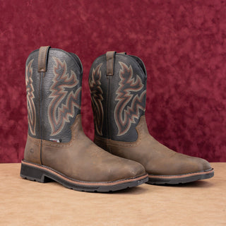 Wolverine Men Rancher Waterproof Steel Toe Wide Taupe Leather Cowboy Boots sz 13