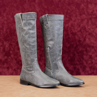 Steve Madden Women Ryson Grey Leather Tall Riding Equestrian Knee Boots sz 7.5