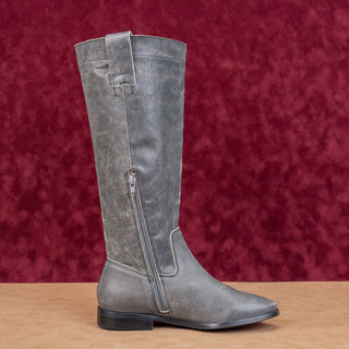 Steve Madden Women Ryson Grey Leather Tall Riding Equestrian Knee Boots sz 7.5