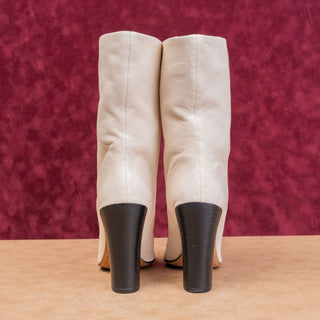 Dolce Vita Women Vintage Y2K White Leather Heel Pointy Toe Slip-on Boots sz 7.5