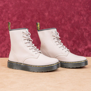 Dr Martens Unisex Zavala Taupe Leather Flat Combat boots M6 W7