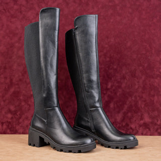 NY&C Women Aria Festival Party Black Vegan Leather Wide Calf Knee Boots sz 11