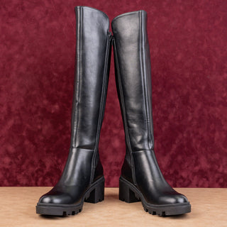 NY&C Women Aria Festival Party Black Vegan Leather Wide Calf Knee Boots sz 11